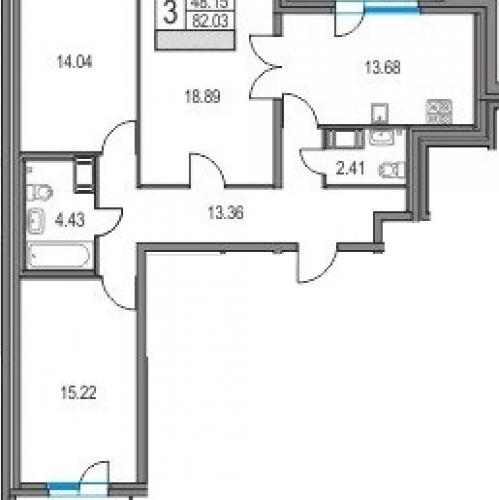 3-комн квартира Богатырский пр-кт,  д. 2,  к. А