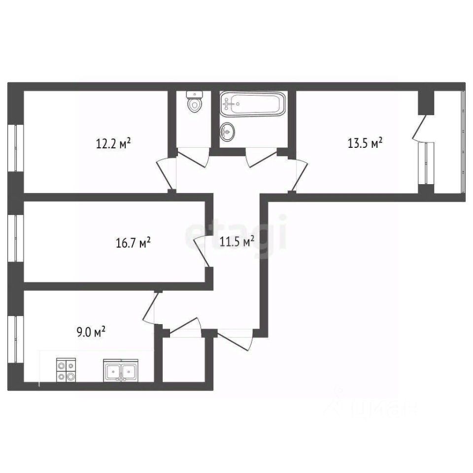 Продажа 3-комн квартиры на вторичном рынке пос. Рылеево, 23