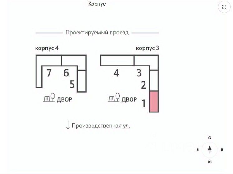 Продажа 2-комн квартиры на вторичном рынке Производственная улица, 19Ак3