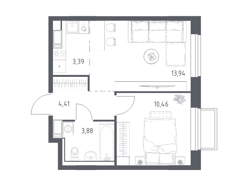 Продажа 1-комн квартиры в новостройке Мирный п., Свободы ул.,  к. 6.4