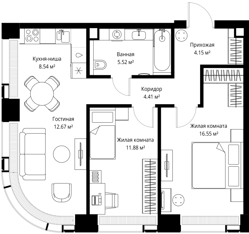 Продажа 2-комн квартиры в новостройке Москва г., Верейская ул.,  к. 2.2