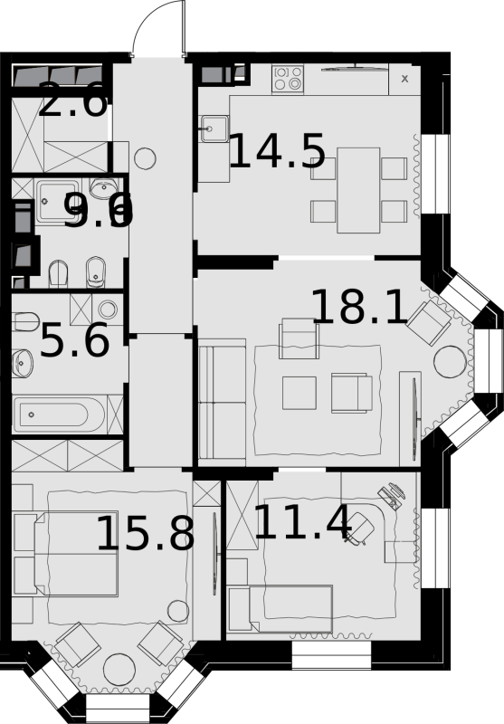 Продажа 3-комн квартиры в новостройке Москва г., Расплетина ул.,  к. 3
