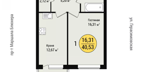 1-комн квартира Санкт-Петербург г., Герасимовская ул.,  к. 1