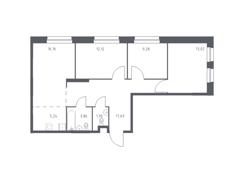 Продажа 3-комн квартиры в новостройке Cтолбово д., Проектируемый проезд № 7032,  к. 13