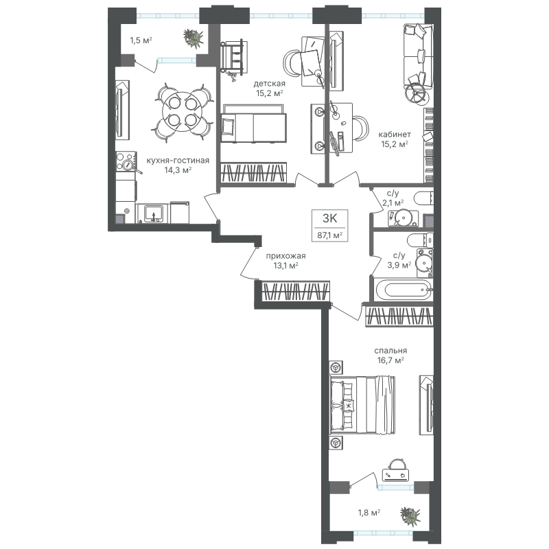 Продажа 3-комн квартиры в новостройке Москва г., Михалковская ул.,  к. 3