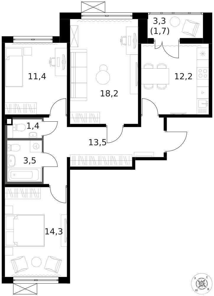 Продажа 3-комн квартиры на вторичном рынке Ленинградское шоссе,  д. 228,  к. 4