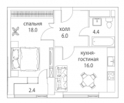 Планировка ЖК Символ, 18 м2