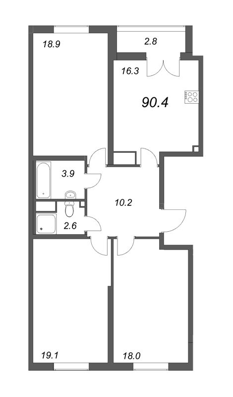 Продажа 3-комн квартиры в новостройке Санкт-Петербург г., Октябрьская наб.,  к. 4