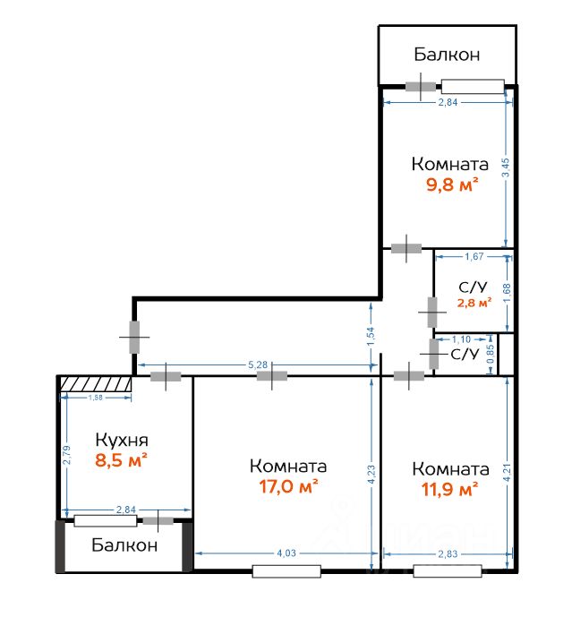 Продажа 3-комн квартиры на вторичном рынке Павлино мкр, Балашиха, 36
