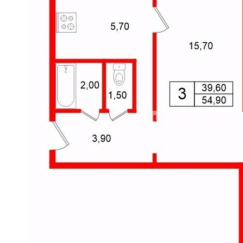 3-комн квартира Колпино, Павловская улица, 54