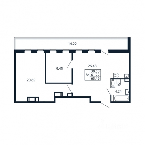3-комн квартира Арцеуловская Аллея,  д. 9