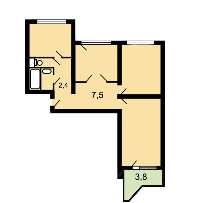 Продажа 3-комн квартиры на вторичном рынке улица Цюрупы, 8