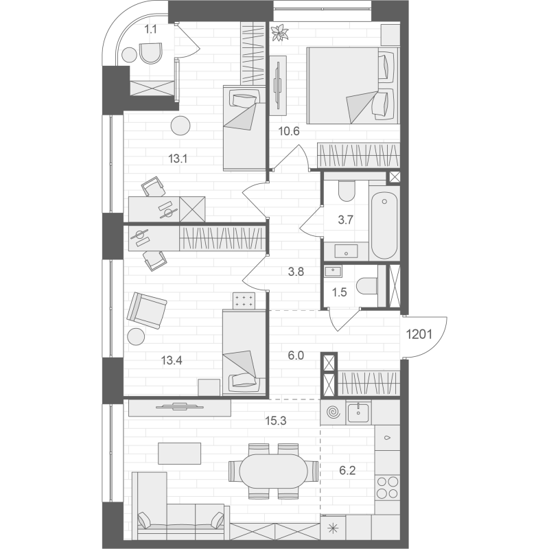 Продажа 3-комн квартиры в новостройке Москва г., Электрозаводская ул.,  к. 1