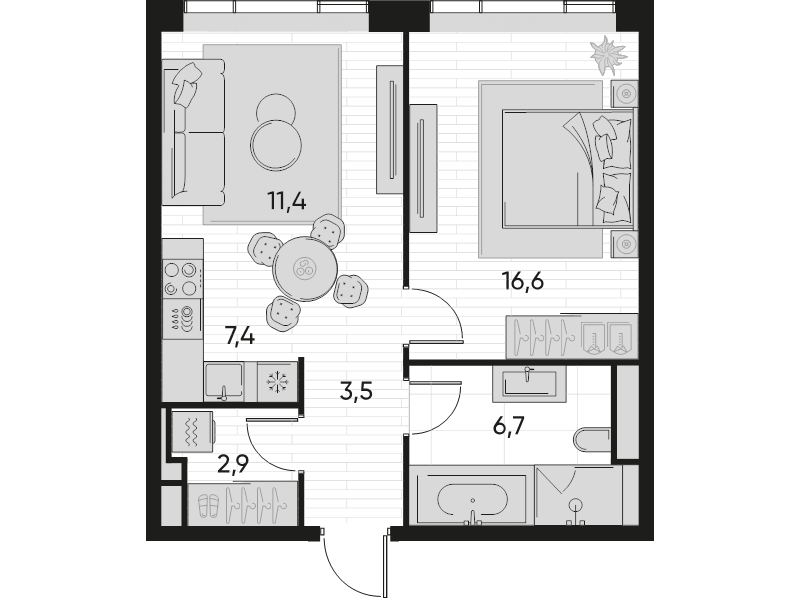 Продажа 1-комн квартиры в новостройке Москва г., Полковая ул.,  к. 1