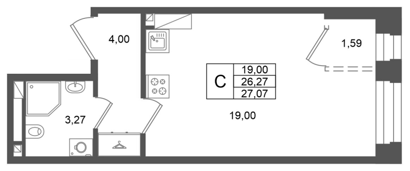 Продажа студии Санкт-Петербург г., 26-я линия В.О.,  к. 1