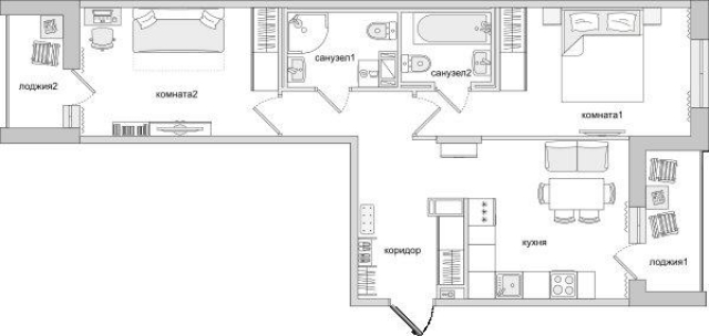 Планировка ЖК Черная речка, 26.24 м2