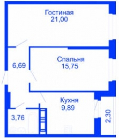 Планировка ЖК Прогресс, 36.75 м2