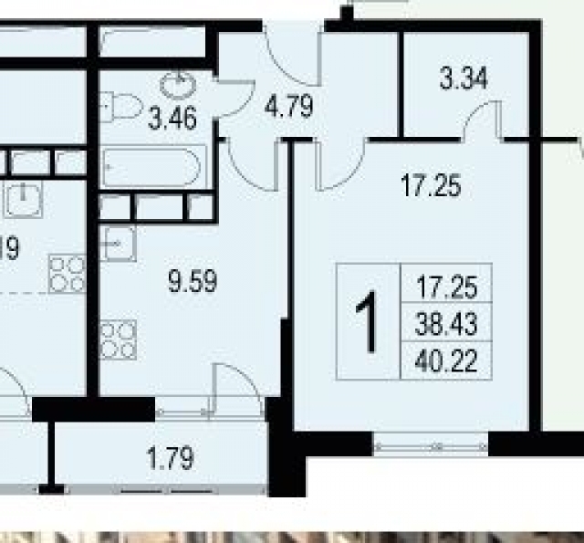 Планировка ЖК Люблинский, 17.25 м2
