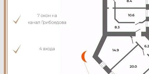 6-комн квартира Средняя Подьяческая улица, 15