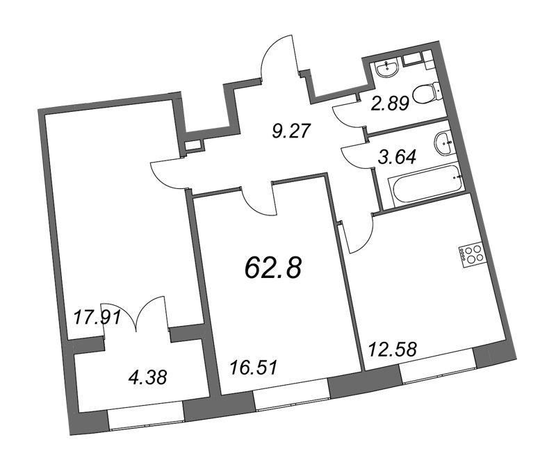 Продажа 2-комн квартиры в новостройке Санкт-Петербург г., Петровский пр-кт,  к. 1