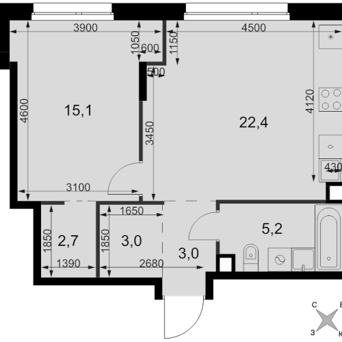 1-комн квартира Москва г., Новоостаповская ул.,  к. 3