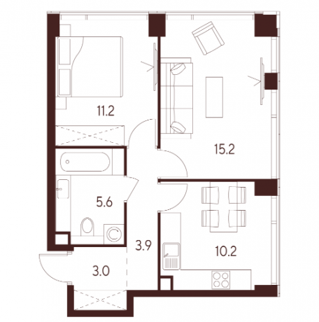 Планировка ЖК INDY Towers by Akvilon, 26.4 м2