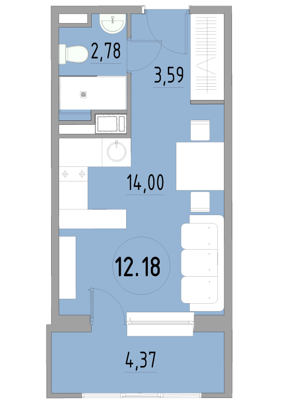 Продажа студии Санкт-Петербург г., 3-й Рабфаковский пер.,  к. 1