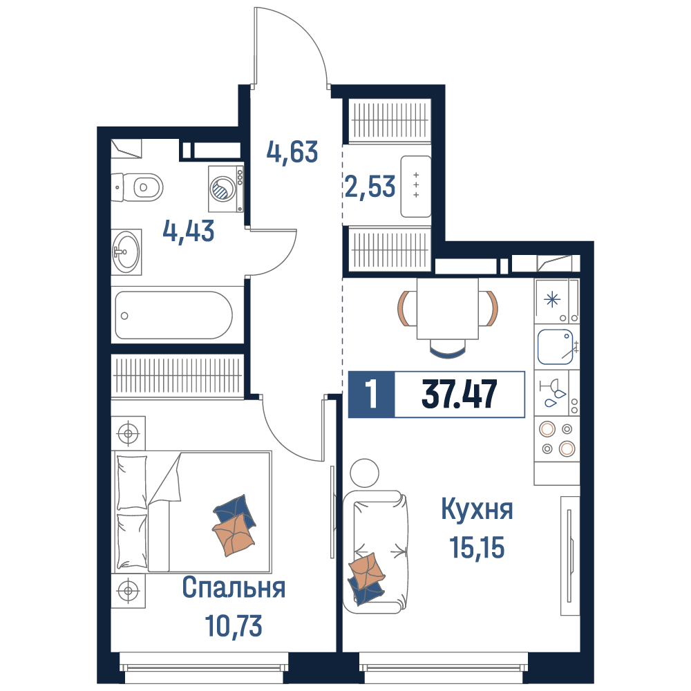 Продажа 1-комн квартиры в новостройке Мурино, Романовская, 6к1