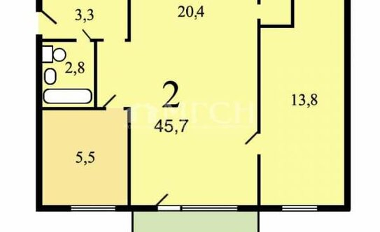 Продажа 2-комн квартиры на вторичном рынке улица Гарибальди,  д. 21 к1