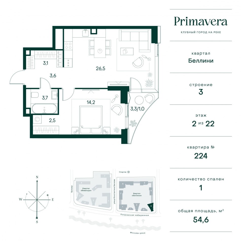Продажа 1-комн квартиры в новостройке Волоколамское шоссе д.