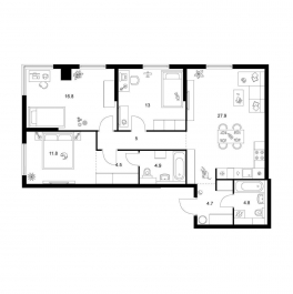 Продажа 3-комн квартиры в новостройке Кронштадтский б-р, вл. 9