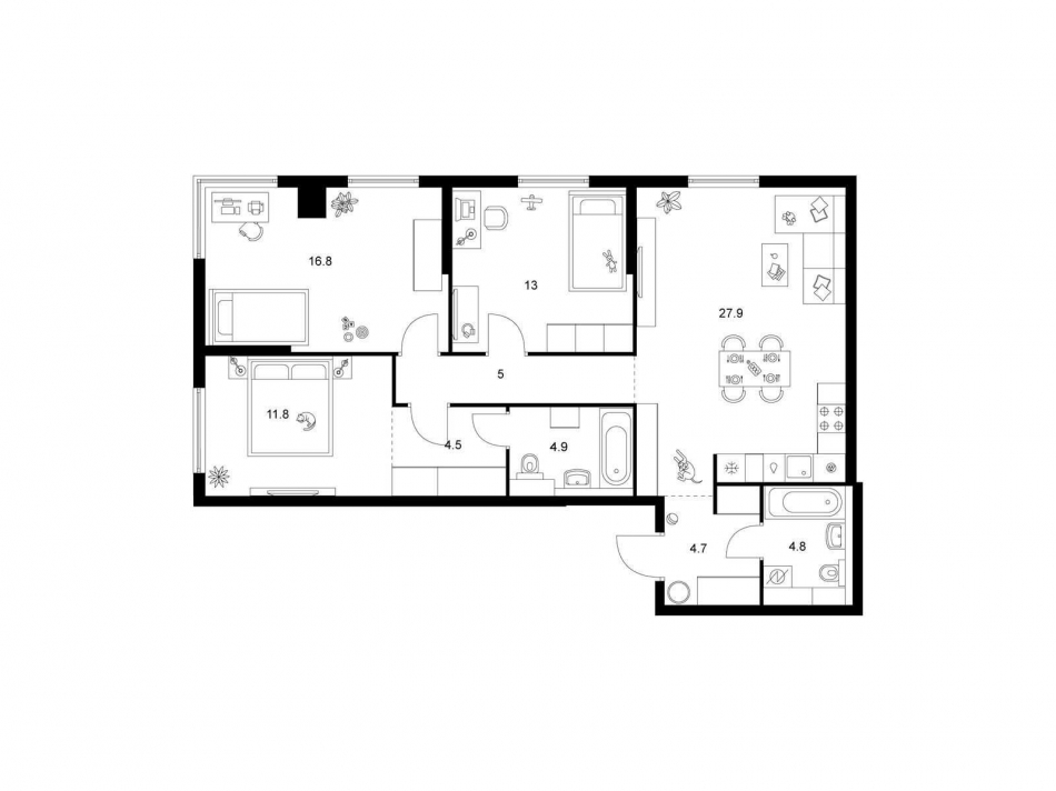 Продажа 3-комн квартиры в новостройке Кронштадтский б-р, вл. 9