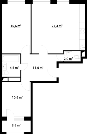 Планировка ЖК Нормандия, 36.5 м2