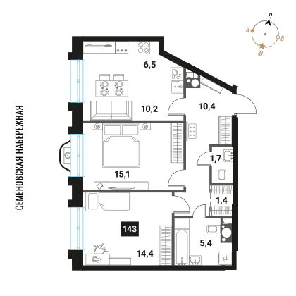 Продажа 3-комн квартиры в новостройке Семеновская наб. 3 стр. 13 А улица