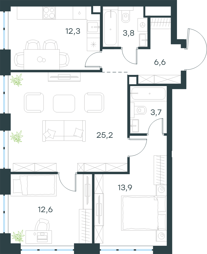 Продажа 3-комн квартиры в новостройке Москва г., Озерная ул.,  к. 10