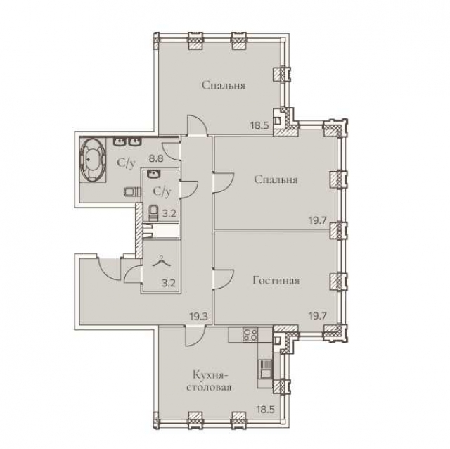 Планировка ЖК Full House, 57.9 м2