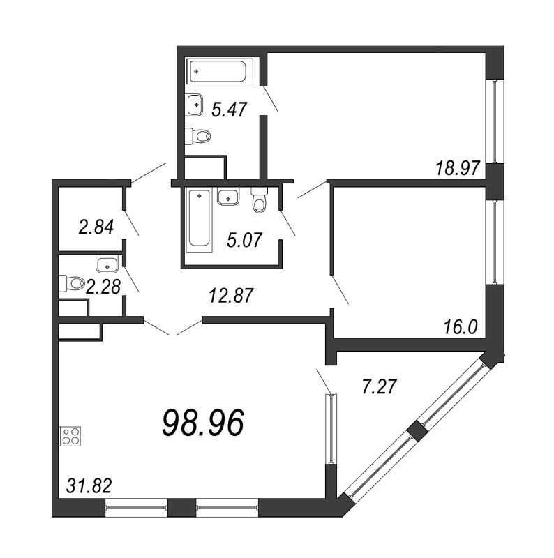 Продажа 2-комн квартиры в новостройке Санкт-Петербург г., Юрия Гагарина пр-кт,  к. 1