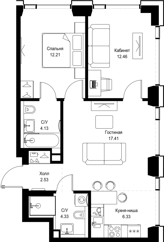 Продажа 2-комн квартиры в новостройке Москва г., Верейская ул.,  к. SET.2.А