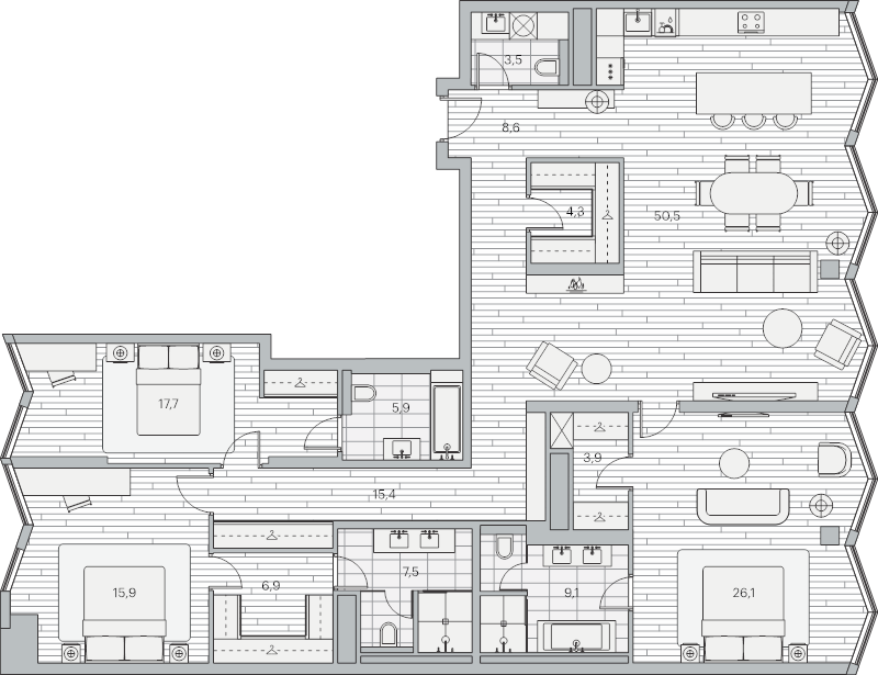 Продажа 3-комн квартиры в новостройке Москва г., Береговой проезд,  к. 1