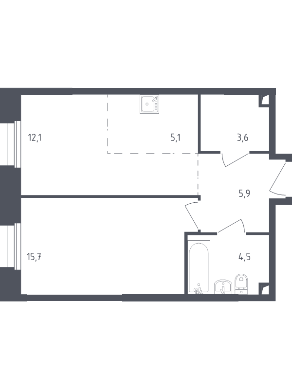 Продажа 1-комн квартиры в новостройке Заречье п., Заречная ул.,  к. 2.1