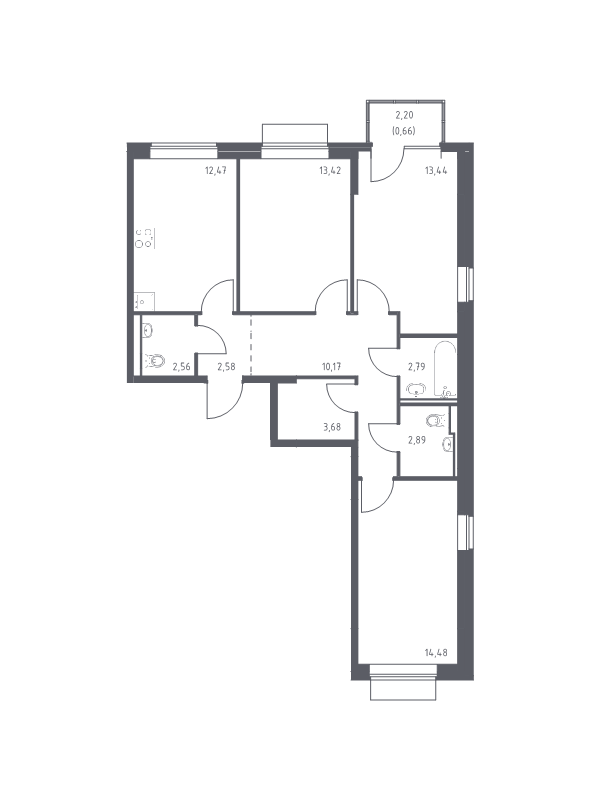 Продажа 3-комн квартиры в новостройке Кокошкино д.п., Проектируемый проезд № 7008,  к. 24
