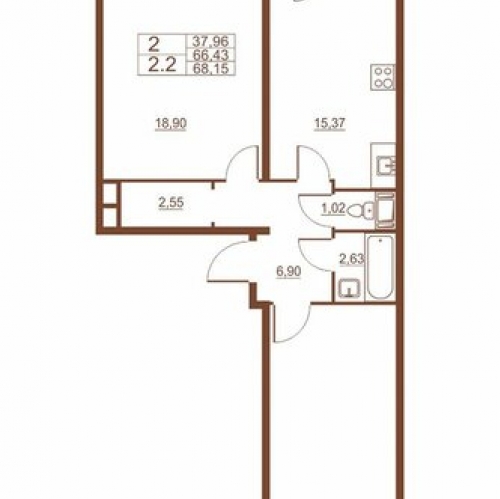 2-комн квартира Московское ш,  д. 262 к4