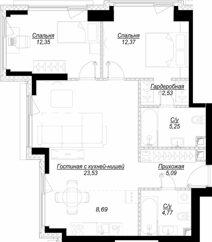 Продажа 2-комн квартиры в новостройке Москва г., 1-й Сетуньский проезд,  к. RiverSide