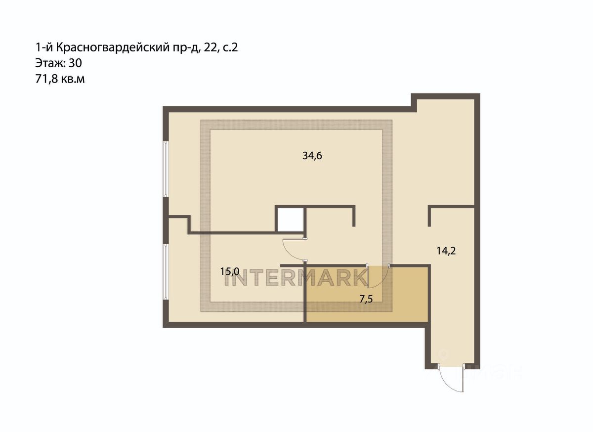 Продажа 2-комн квартиры на вторичном рынке 1-й Красногвардейский проезд, 22с2