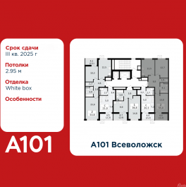 Продажа 2-комн квартиры в новостройке Всеволожск, микрорайон Южный, 1.3