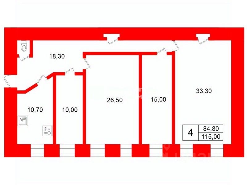 Продажа 4-комн квартиры на вторичном рынке набережная Реки Фонтанки, 127