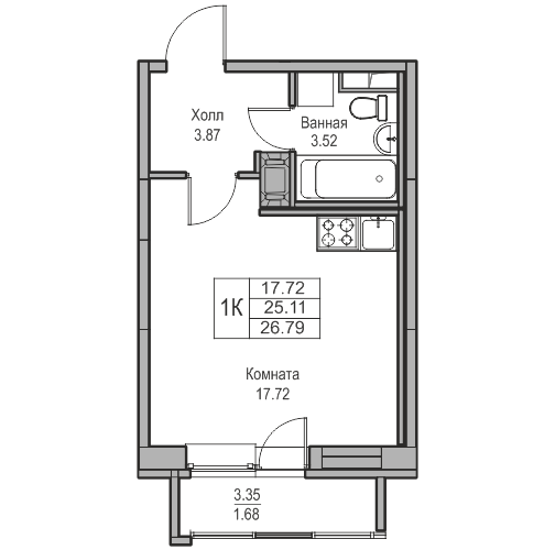 Продажа студии Санкт-Петербург г., Юнтоловский пр-кт,  к. 5