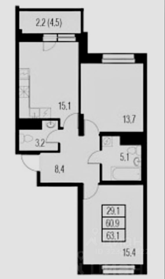 Продажа 2-комн квартиры на вторичном рынке проспект Патриотов, 34