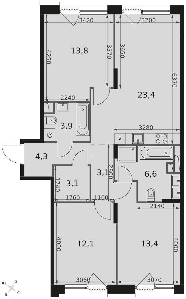 Продажа 3-комн квартиры на вторичном рынке Снежная улица,  д. 22,  к. 3