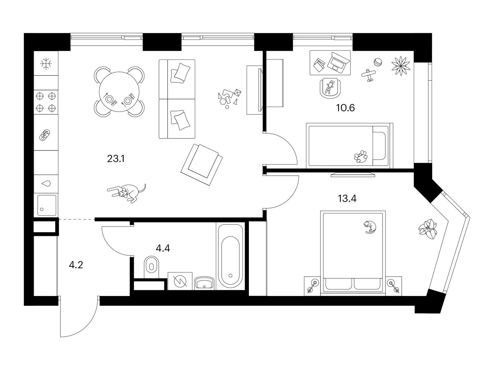 2-комн квартира Мичуринский Парк, корп. 4.3
